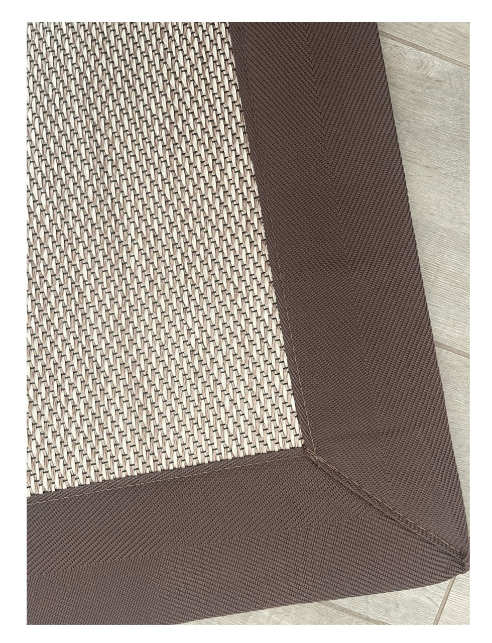 Alfombra Vinilica Palma Borde Tela Café