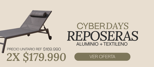 Cyber Days Reposeras aluminio + textileno 2x $179.990