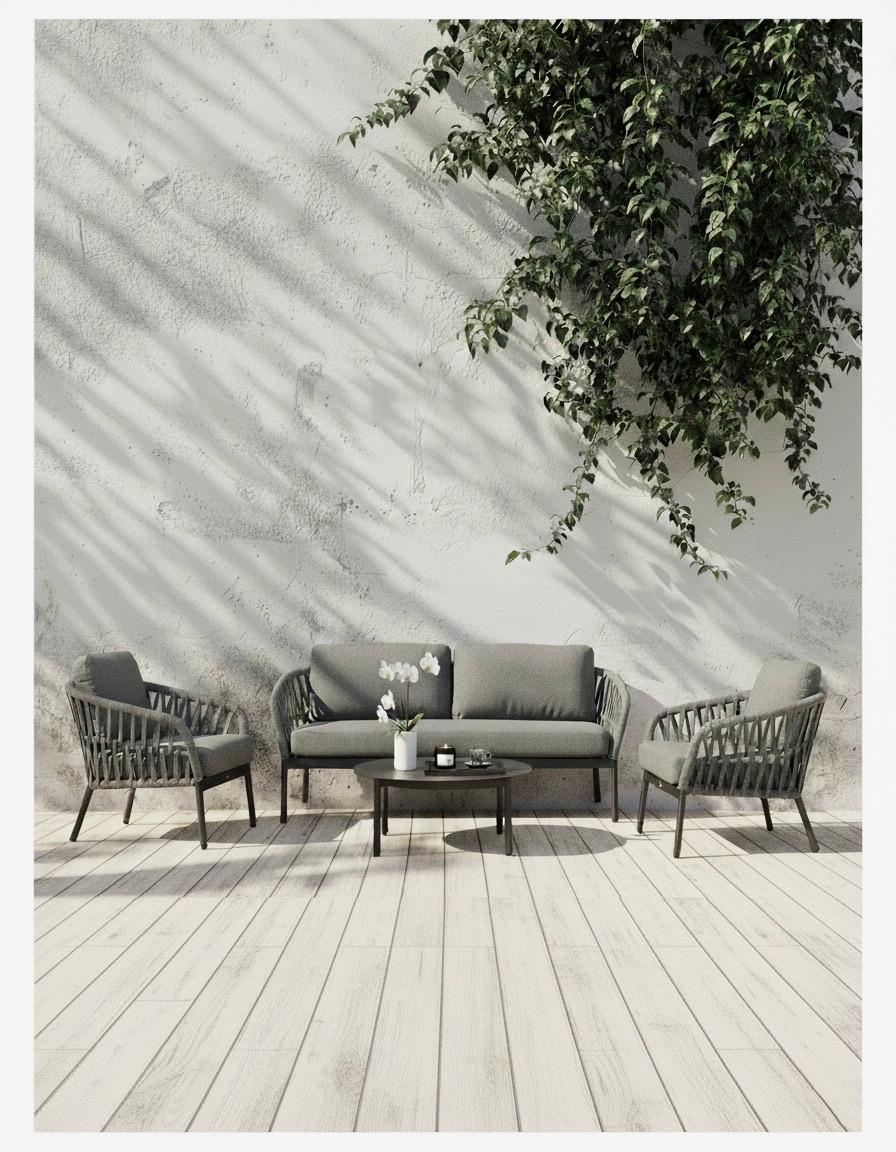 Set Terraza Saga Gris Mediano