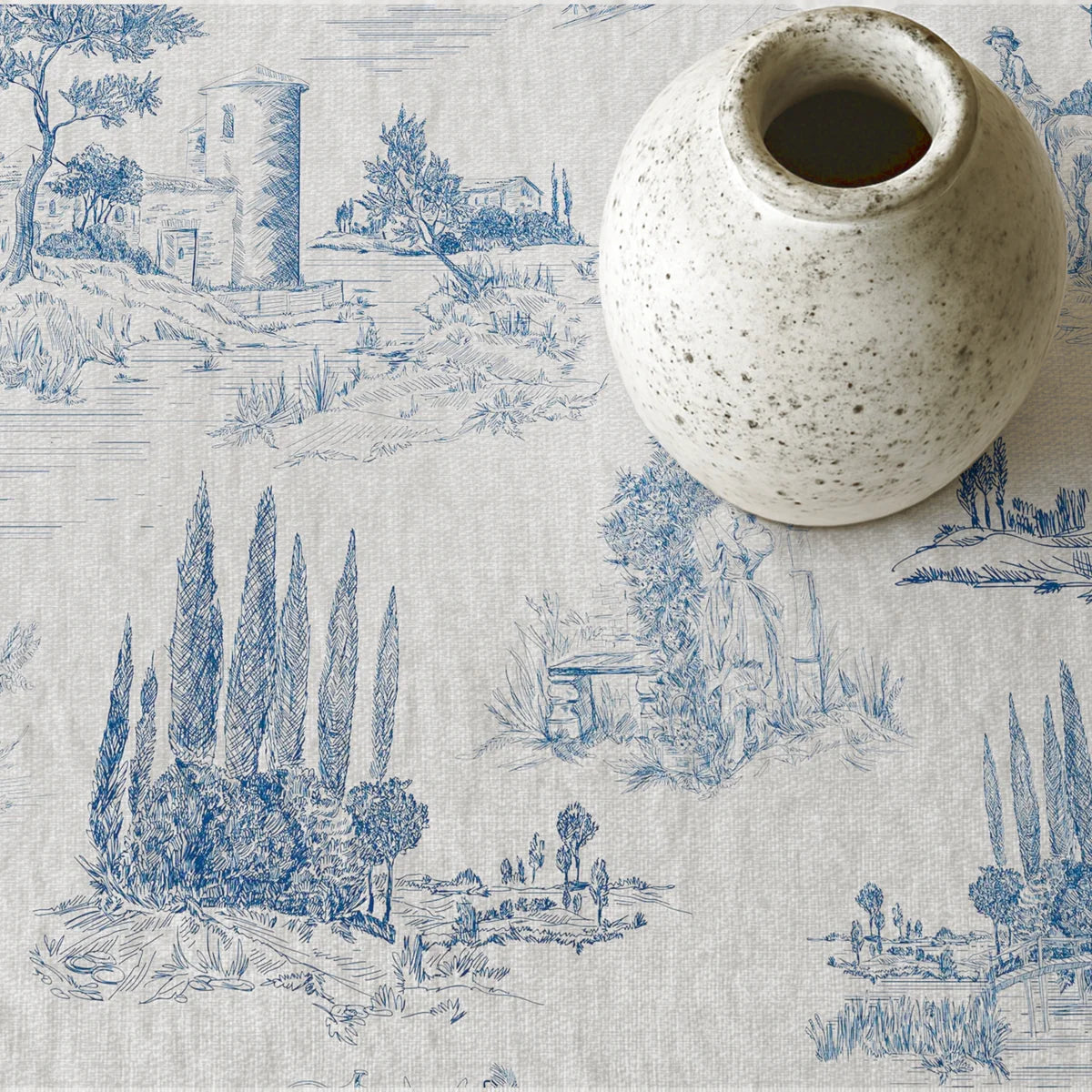 Mantel Antimanchas Resinado Toile De Jouy